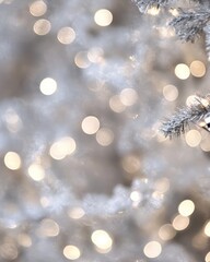 Poster - Unique abstract bokeh lights in gray and white creating a defocused festive atmosphere