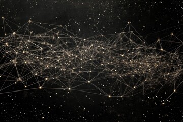 Fototapete - A visual representation showcases a data cloud where thin lines extend outward, illustrating a complex network of connections. Generative AI