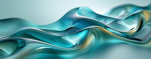 Wall Mural - Elegant 3D Wavy Glass Shapes Background