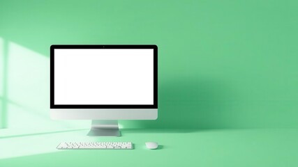 Wall Mural - laptop computer mockup with blank screen on white background for design presentation or online shop 