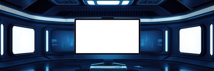 Wall Mural - Laptop mock up featuring a clear screen for easy customization, modern, computer, futuristic