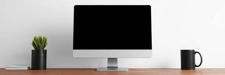 mockup template of laptop computer desktop monitor screen device for showcasing digital designs, scr