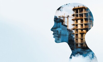 Exploring the intersection of human imagination and urban development in a double exposure concept