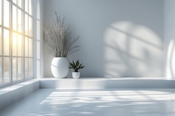 Aufkleber - Abstract White Studio Room Interior with Spotlight for Product Display