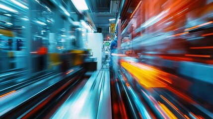Poster - Engineers Inspecting High-Speed Machines in a Modern Manufacturing Facility Capturing the Precision and Efficiency of Automated Production Lines