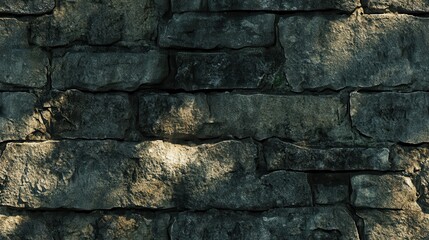 Poster - Aged and Rough Brick Wall with Irregular Surface Showing Natural Texture and Shadow Play in a Unique Architectural Feature for Creative Projects