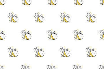 Sticker - Bee seamless pattern background template