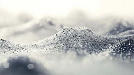 Poster - internet concept, showcasing an array of luminous dots and lines forming a complex web on a pristine white background.