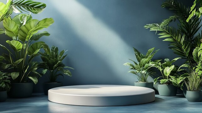Minimalist podium against a white background for product showcases and displays