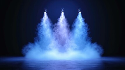 Wall Mural - a striking 3d illustration featuring a stage with white smoke enveloping the spotlight, perfect for 