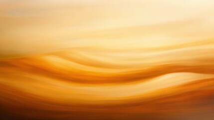Poster - a smooth abstract composition with gentle waves of warm orange and gold hues representing the quiet 