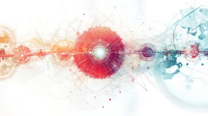 Poster - computing with intricate geometric patterns and luminous nodes, symbolizing data transmission through a quantum internet.