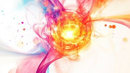 Fototapete - a colorful, swirling quantum dimension with an intense fireball in the center,