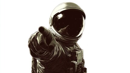 Poster - An astronaut pointing forward, symbolizing exploration and curiosity in space.
