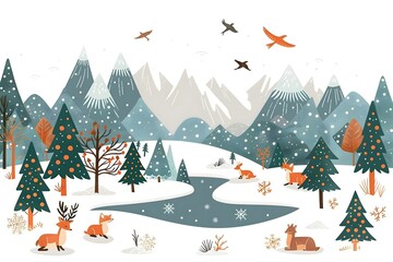 Wall Mural - christmas design elements, vector set happy merry christmas snowman card christmas decorative banner