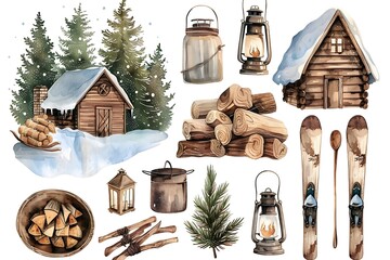 Wall Mural - christmas design elements, vector set happy merry christmas snowman card christmas decorative banner