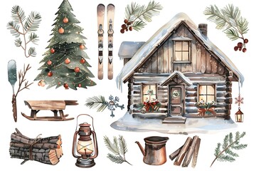 Wall Mural - christmas design elements, vector set happy merry christmas snowman card christmas decorative banner