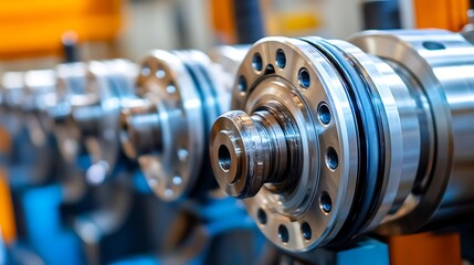Poster - Close-up of precision mechanical components in an industrial setting.