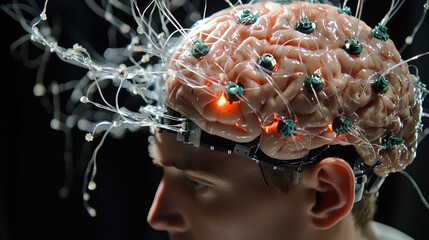 Poster - Futuristic Concept of Human Brain with Technology