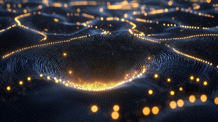 Poster - abstract technology background with bright particles
