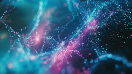 Poster - Colorful Abstract Network of Light Particles