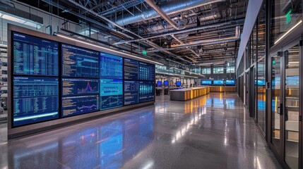 Poster - Modern Trading Floor with Digital Displays and Technology