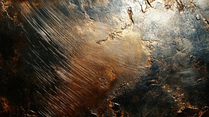 Poster - Scratching the surface glossy metallic texture with fine scratches abstract art close-up reflective concept