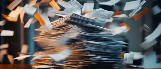 Poster - Reports and graphs cascade over a desk in an office environment a visual analysis
