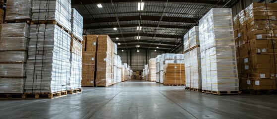 Poster - Efficient operations in a large-scale manufacturing warehouse industrial environment aisle view logistics concept