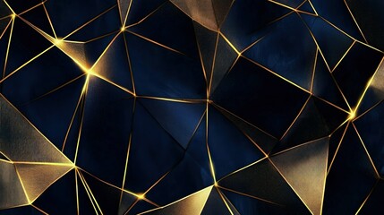 Wall Mural - Elegant golden line art forming a geometric web on a deep navy blue background, creating a luxurious and sophisticated wallpaper effect.