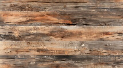 Poster - close-up view of rustic wooden plank texture with natural woodgrain and weathered knots for organic 
