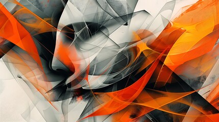 Poster - abstract artwork featuring dynamic shapes in bold colors, showcasing a blend of digital and traditio