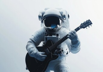 Poster - An astronaut playing a guitar in a surreal, minimalist setting.