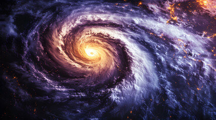 Wall Mural - a swirling galaxy with a bright yellow spot in the center
