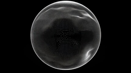 Poster - Abstract digital sphere with a textured surface on a black background.