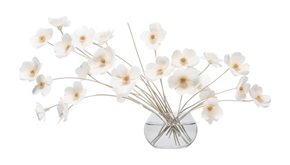 Wall Mural - white flower stalk in glass vase isolated on transparent background cutout