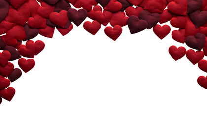 Wall Mural - red hearts border frame isolated on transparent background cutout