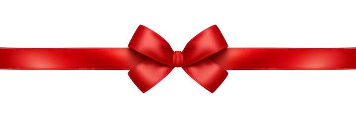 Wall Mural - red ribbon bow border isolated on transparent background cutout