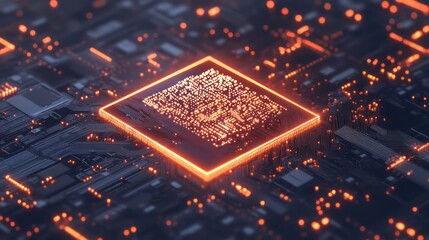 Poster - Stock, data mining and machine learning. Future computer technology innovation. Printed circuit board representation of stock (AI).