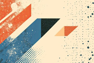 Poster - Abstract geometric design with colorful shapes and textures on a beige background for creative projects and artwork. Generative AI
