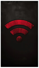 Poster - a stylized red wi-fi signal icon is prominently featured on a dark, textured surface. the bold desig