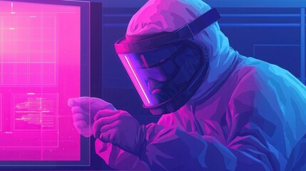 Poster - Scientist conducting research in high-tech lab futuristic environment close-up view innovation