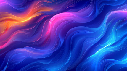 Fototapete - A mesmerizing abstract design features flowing blue and pink waves, creating a sense of motion and depth. The rich colors blend beautifully, evoking a dynamic and energetic atmosphere.