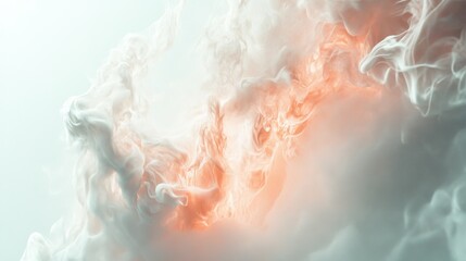 Poster - Ethereal Swirls of Orange and White Smoke Aesthetics