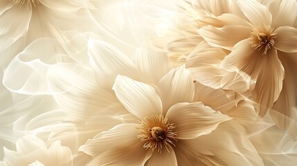 Canvas Print - A soft, ethereal arrangement of cream-colored flowers with delicate petals and a dreamy background.