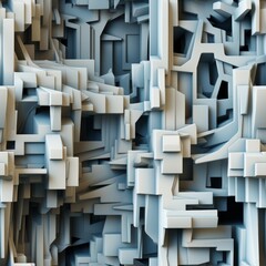 Poster - This artwork features a complex arrangement of layered geometric shapes, arranged in a striking abstract pattern. The interplay of light creates depth and intricate textures throughout.