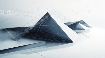 Poster - Abstract geometric shapes in white, creating a futuristic cityscape.