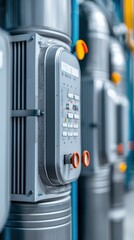 Poster - Industrial control panels manufacturing facility equipment technical environment close-up view automation concepts