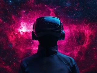 Poster - Exploring virtual reality space digital art cosmic environment silhouette perspective
