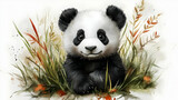 Cute Panda Bear Watercolor Illustration